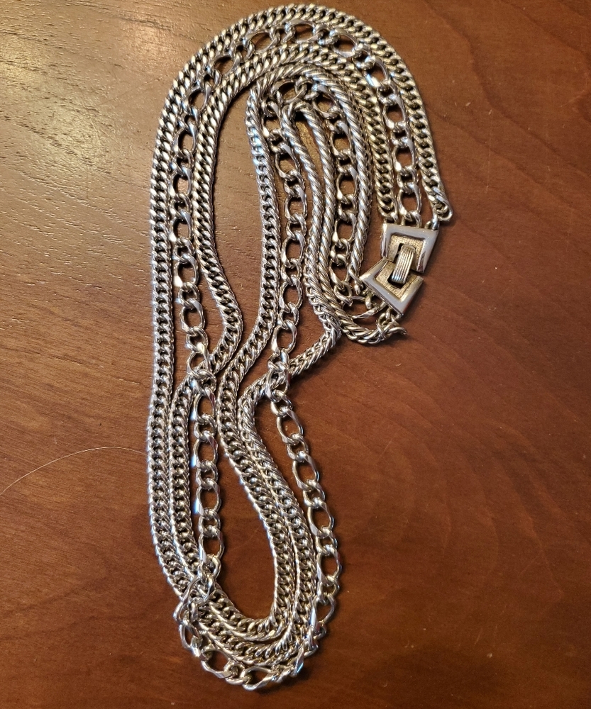 Trifari 22" Silver Tone Link Layered Necklace